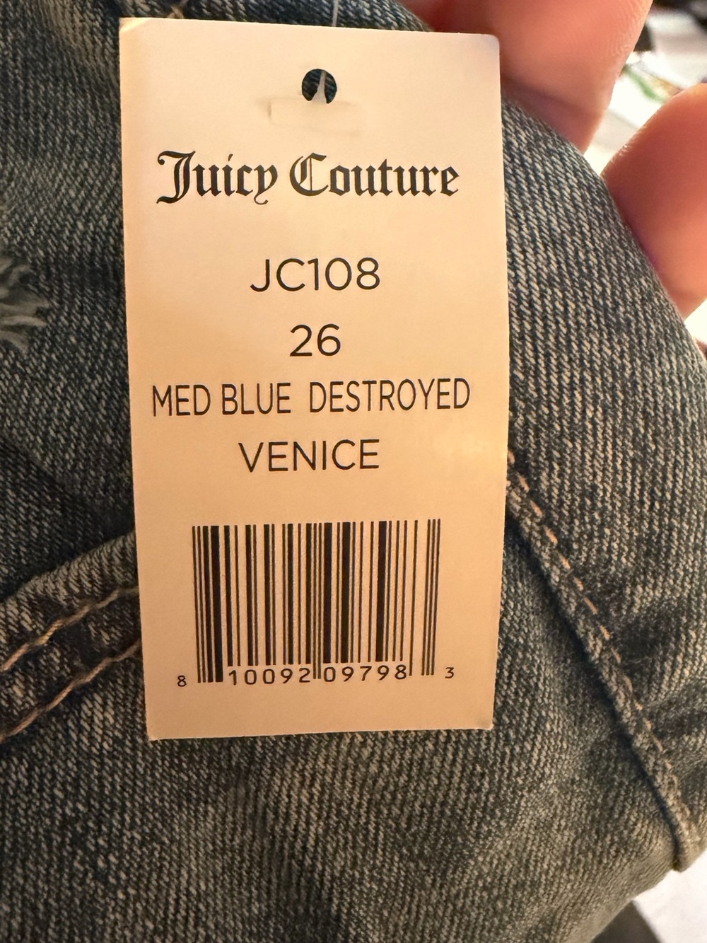 NWT Juicy Couture Women’s Venice Straight Med. Blue Destroyed Skinny Jeans, 26 - Picture 7 of 8